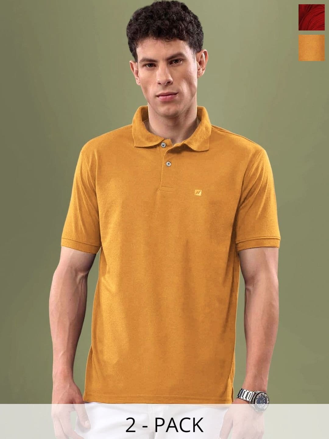LUX NITRO Pack Of 2 Polo Collar Short Sleeves Anti Odour T-shirt - view 1