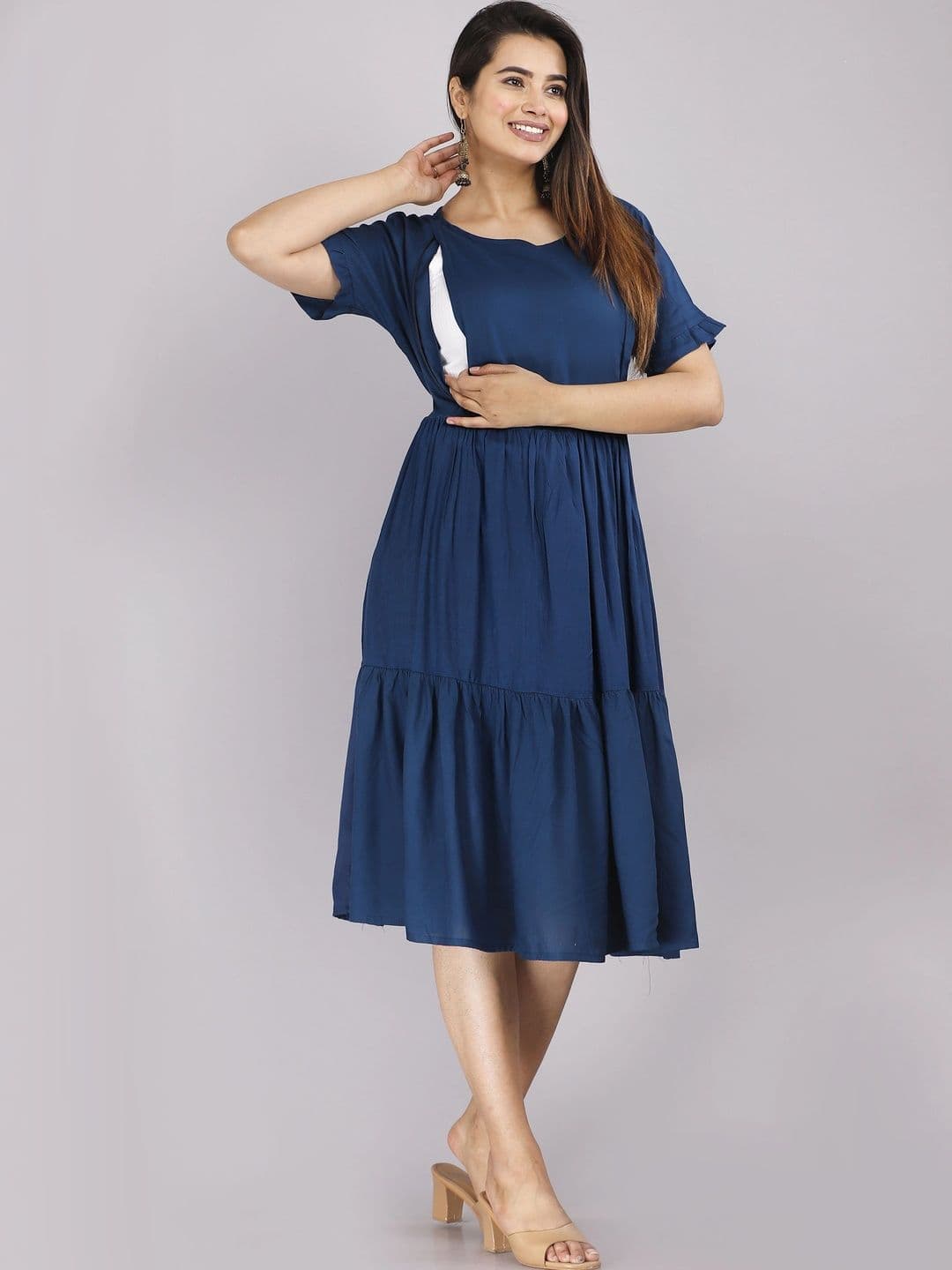RAYIE COLLECTION Bell Sleeve Maternity Fit & Flare Midi Dress - view 1