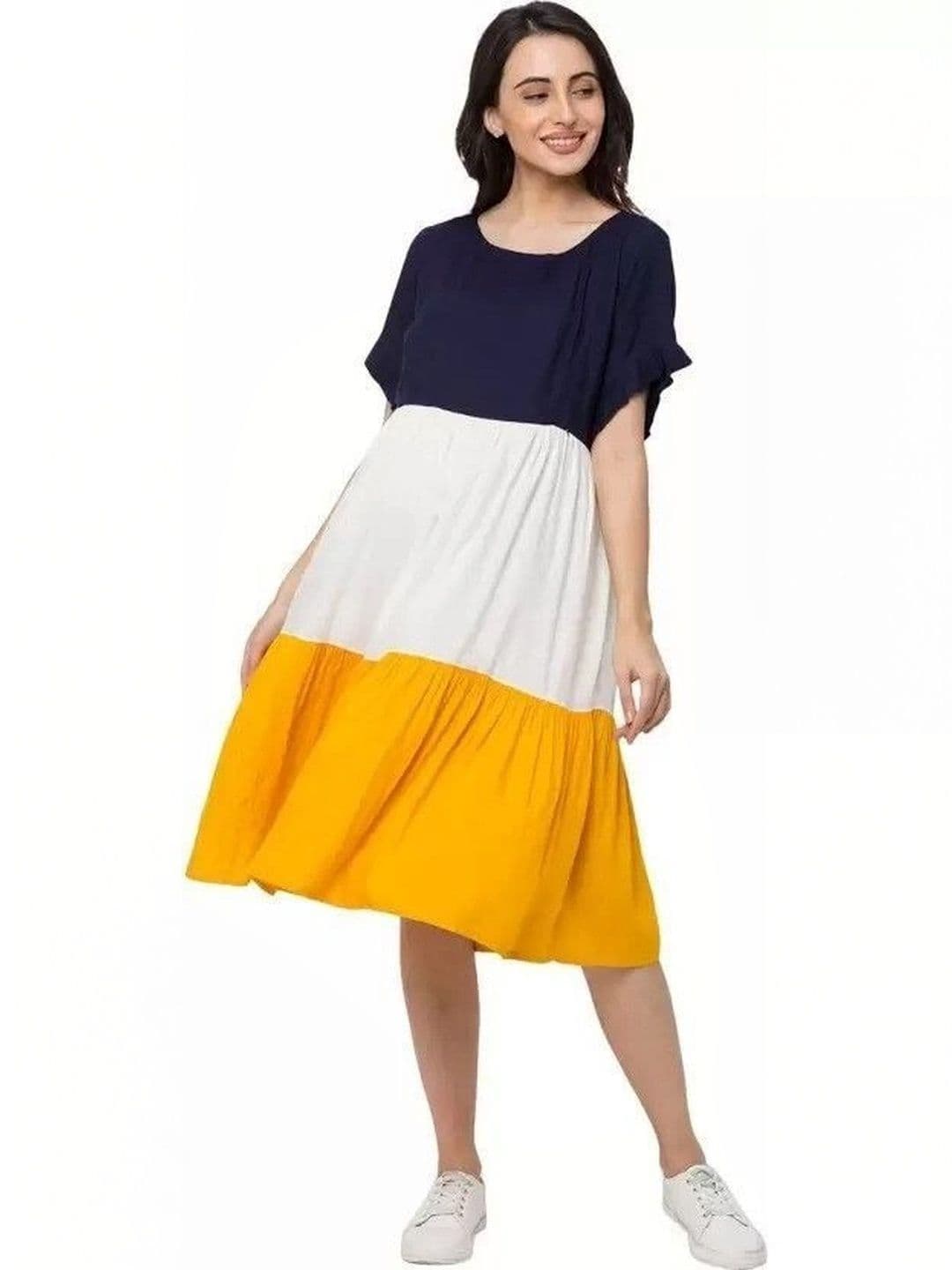 RAYIE COLLECTION Colourblocked Maternity Fit & Flare Midi Dress - view 1