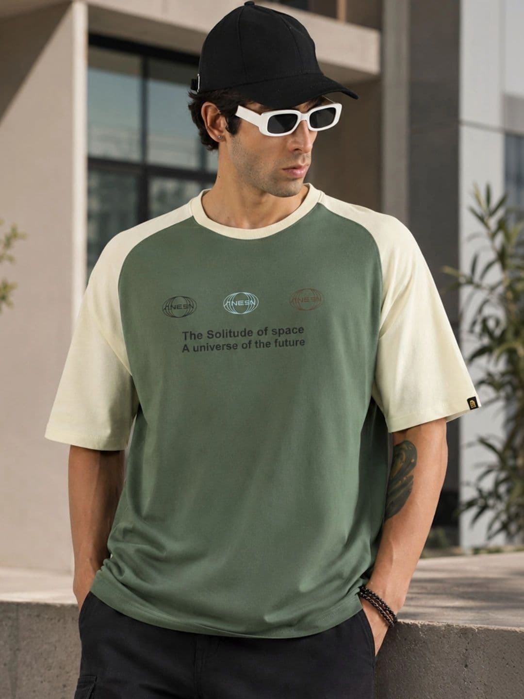 Maniac Men Typography Colourblocked T-shirt - view 1