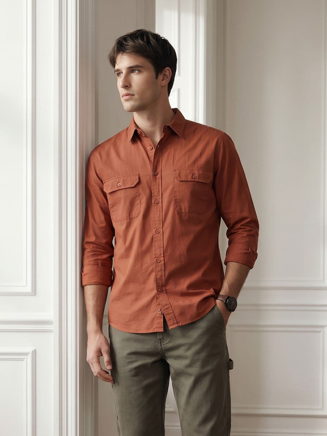 THE SHIRT CODE Spread Collar Pure Cotton Casual Shirt - view 1