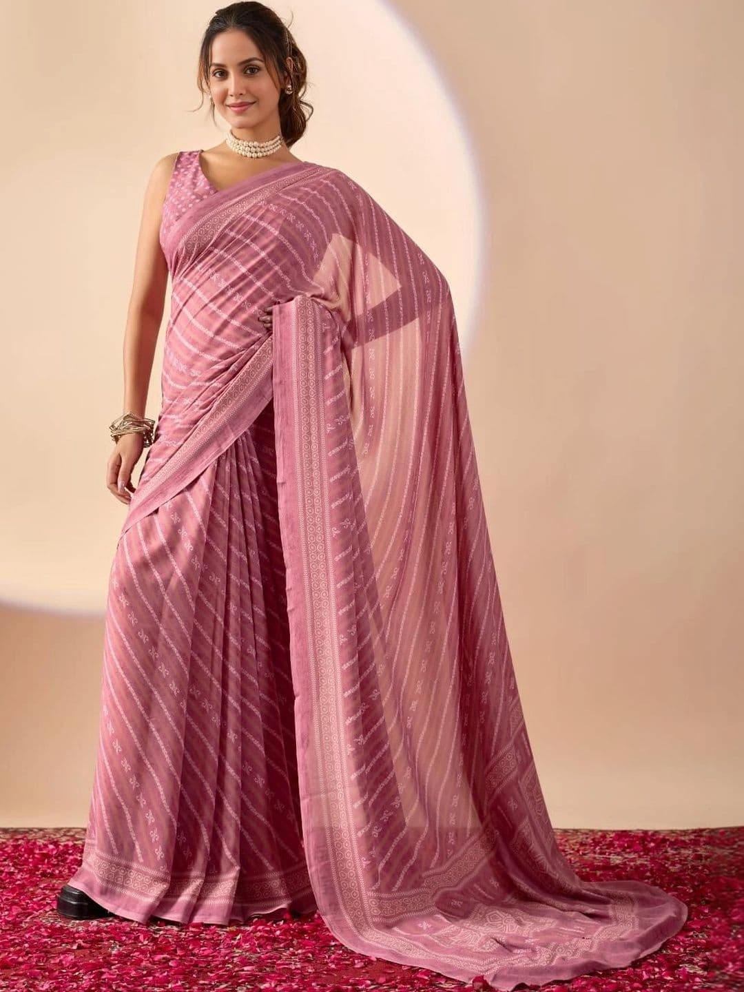 Mitera Leheriya Poly Crepe Saree - view 1