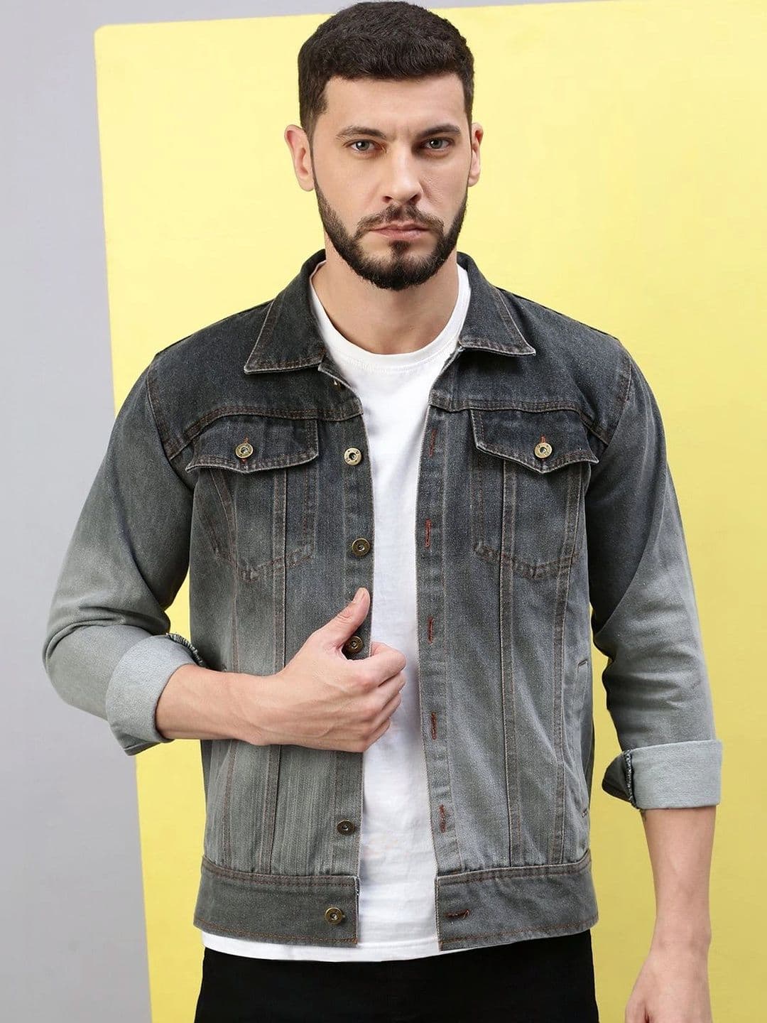Kaali Peeli Men Colourblocked Denim Jacket - view 1