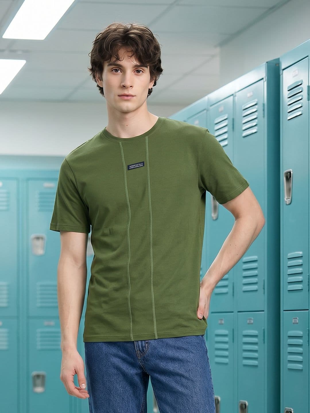 Aeropostale Contrast Stitch Pure Cotton T-shirt - view 1
