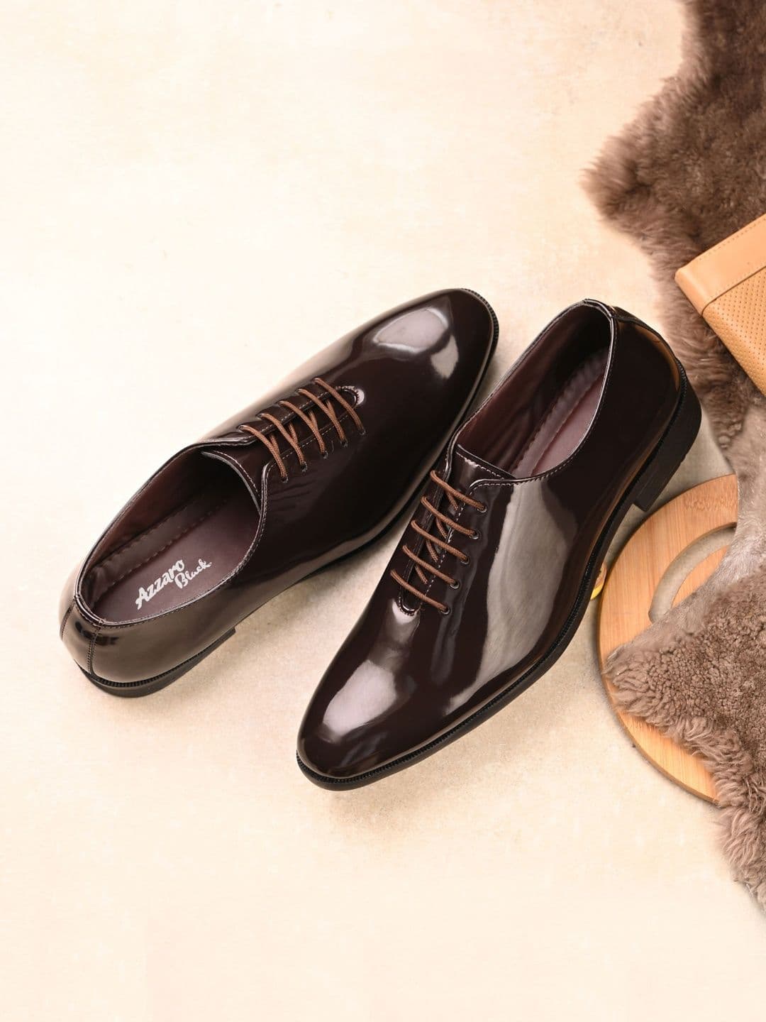 Azzaro Black Men Pointed Toe Lace-Ups Formal Oxfords - view 1