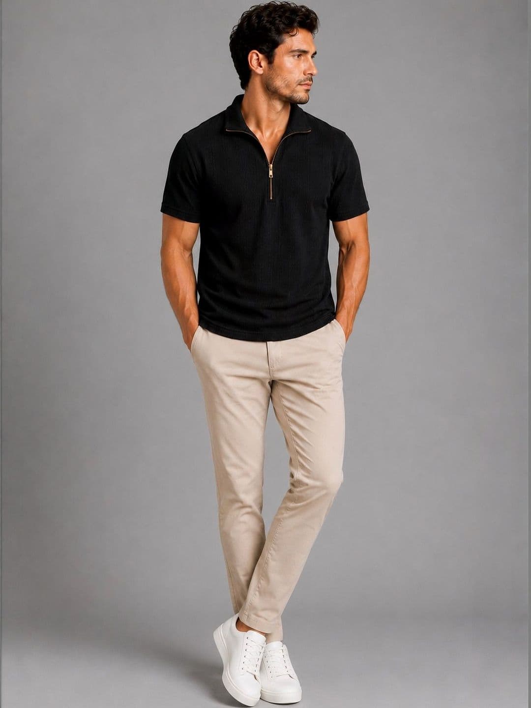 R.Code by The Roadster Life Co. Men Polo Collar T-shirt - view 1