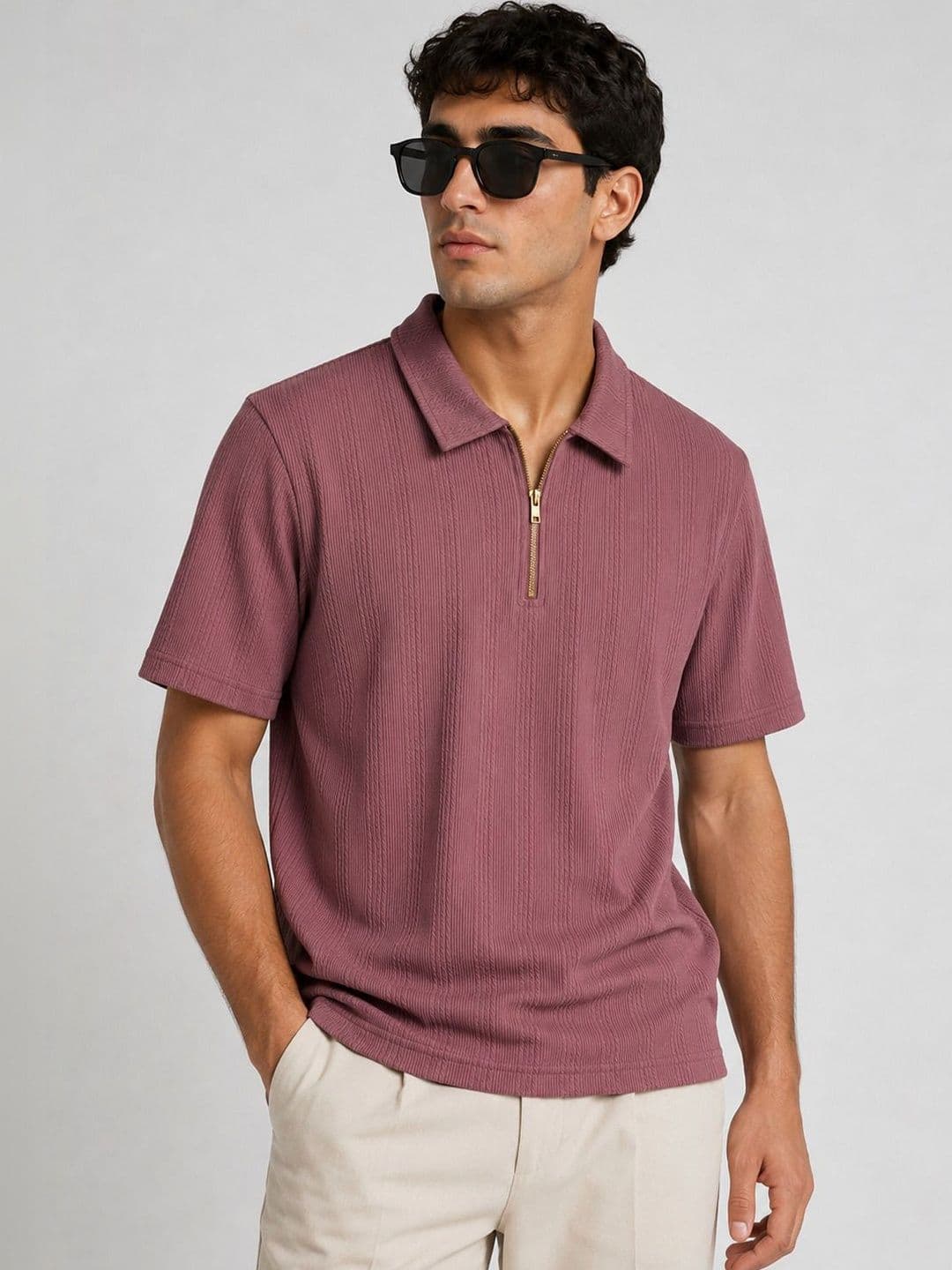 R.Code by The Roadster Life Co. Men Polo Collar T-shirt - view 1