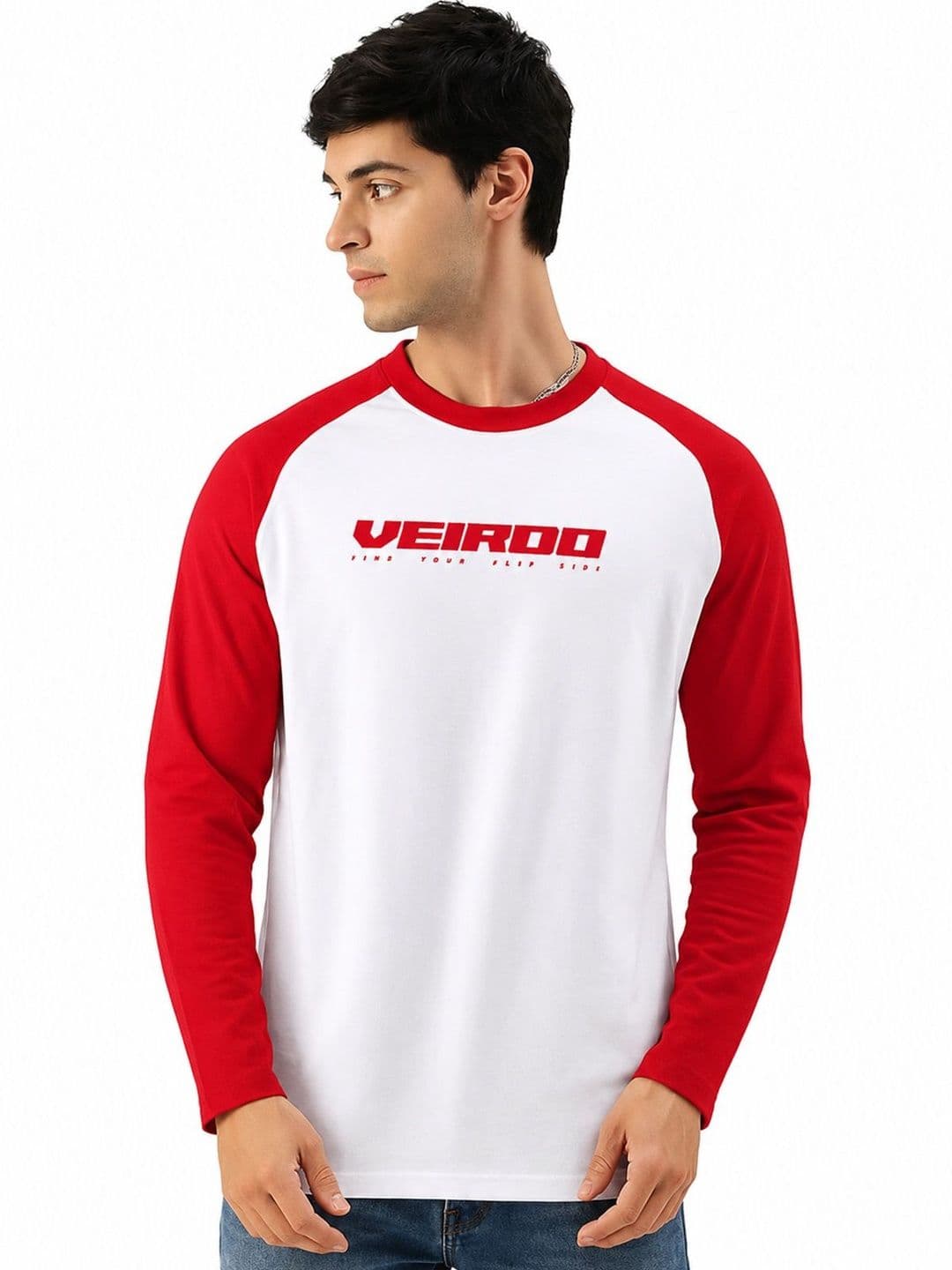VEIRDO Men Colourblocked Drop-Shoulder Sleeves Pure Cotton Applique T-shirt - view 1