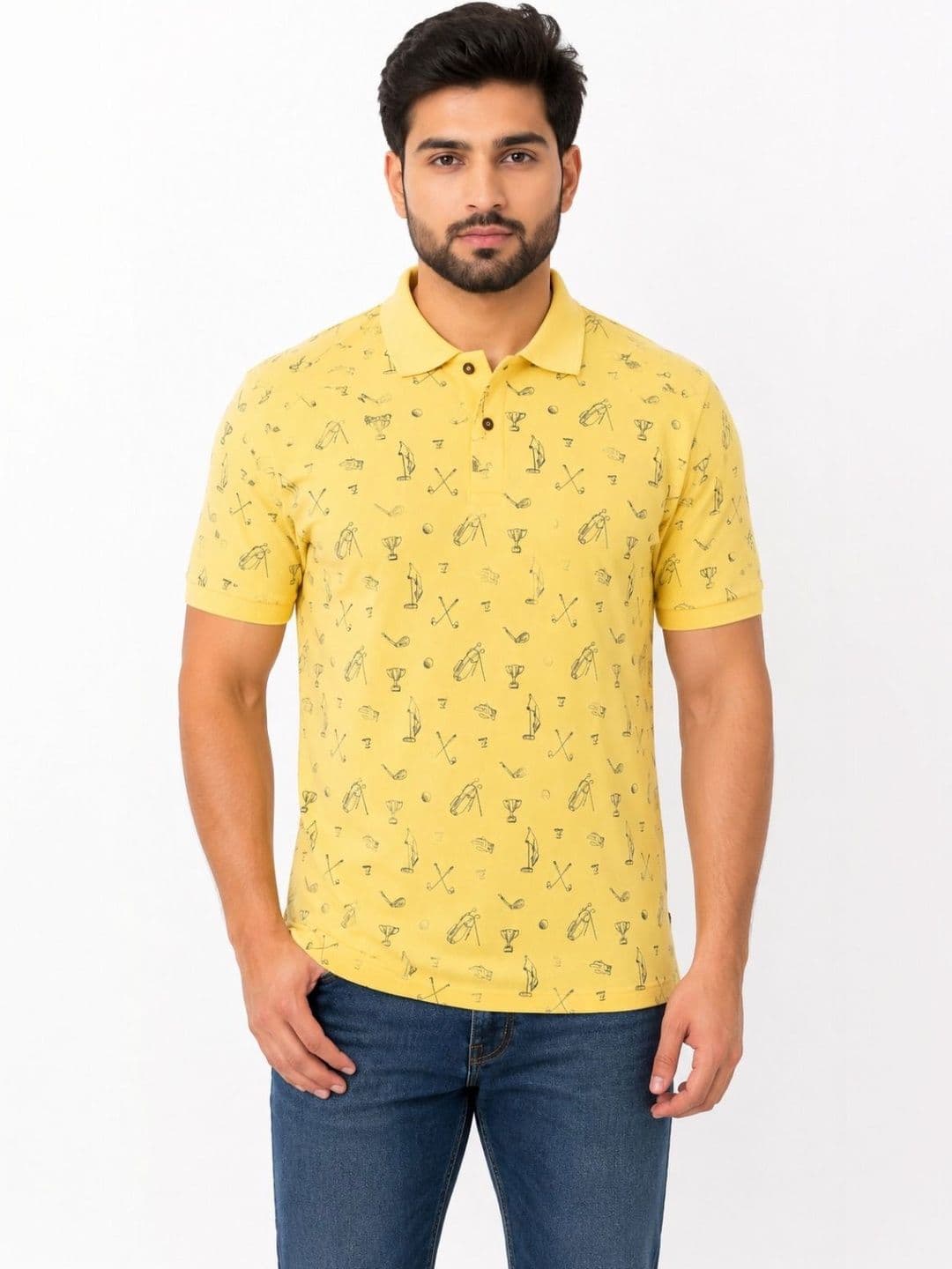 WILD COPS Men Printed Polo Collar T-shirt - view 1