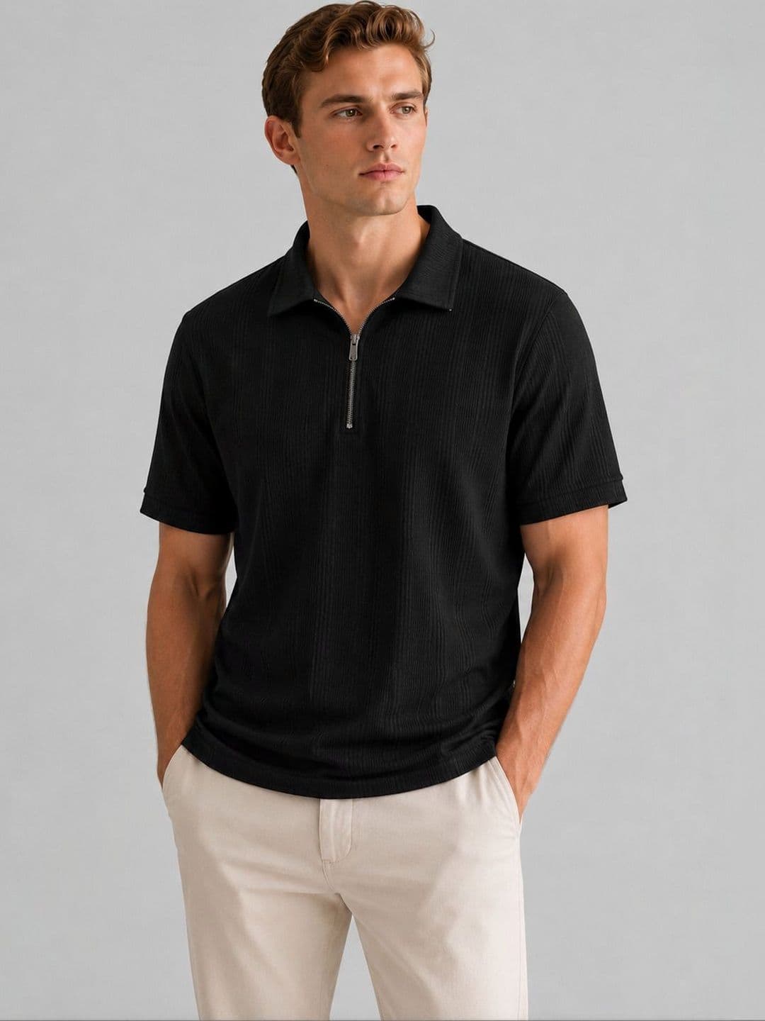 R.Code by The Roadster Life Co. Men Polo Collar T-shirt - view 1