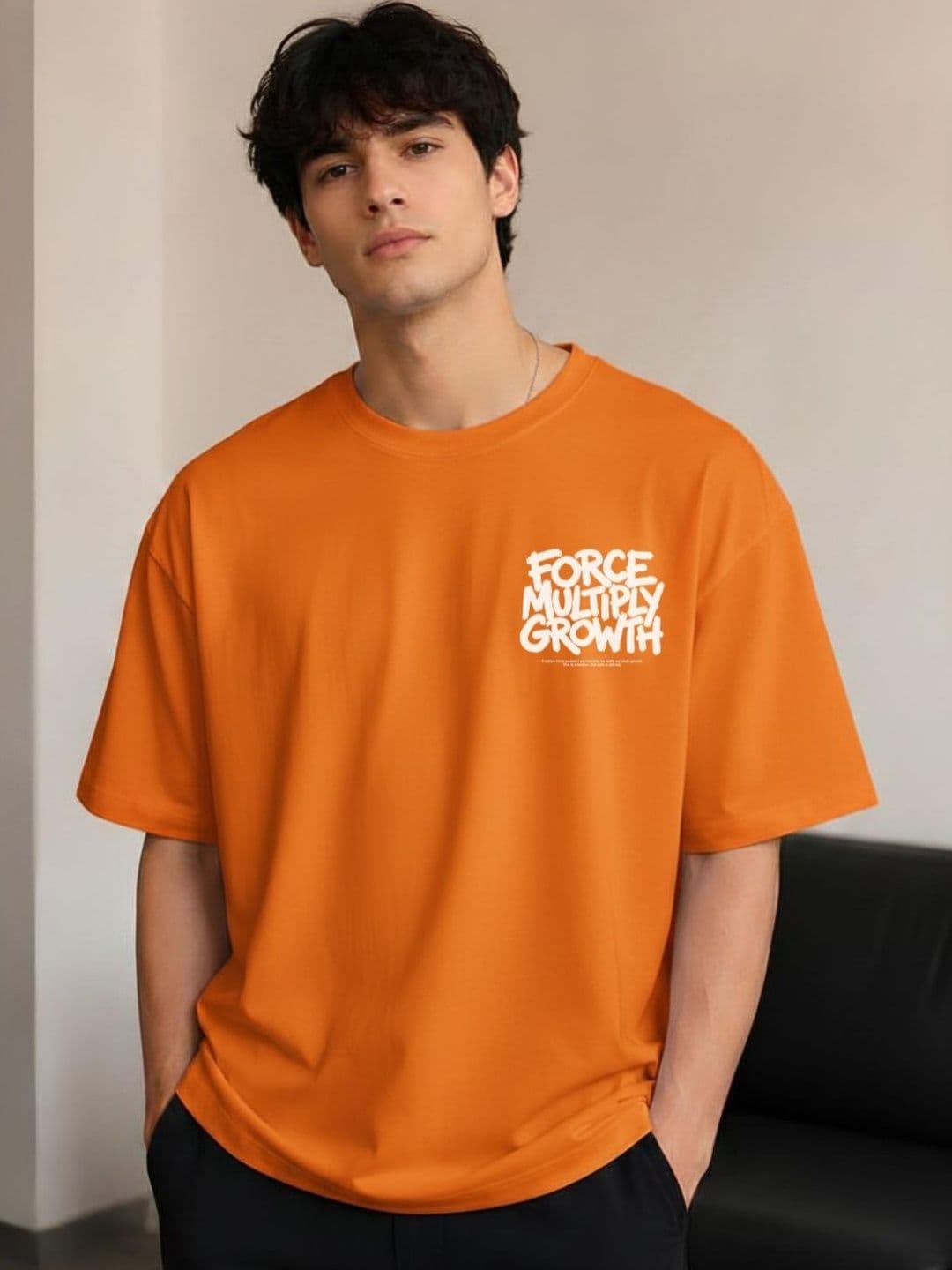 R.Code by The Roadster Life Co. Men Typography Printed Drop-Shoulder Sleeves T-shirt - view 1