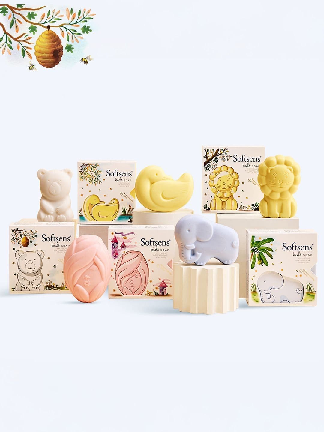 Softsens Kids Set Of 5 Assorted Soap With Shea Butter & Milk Cream - 75 g Each - view 1