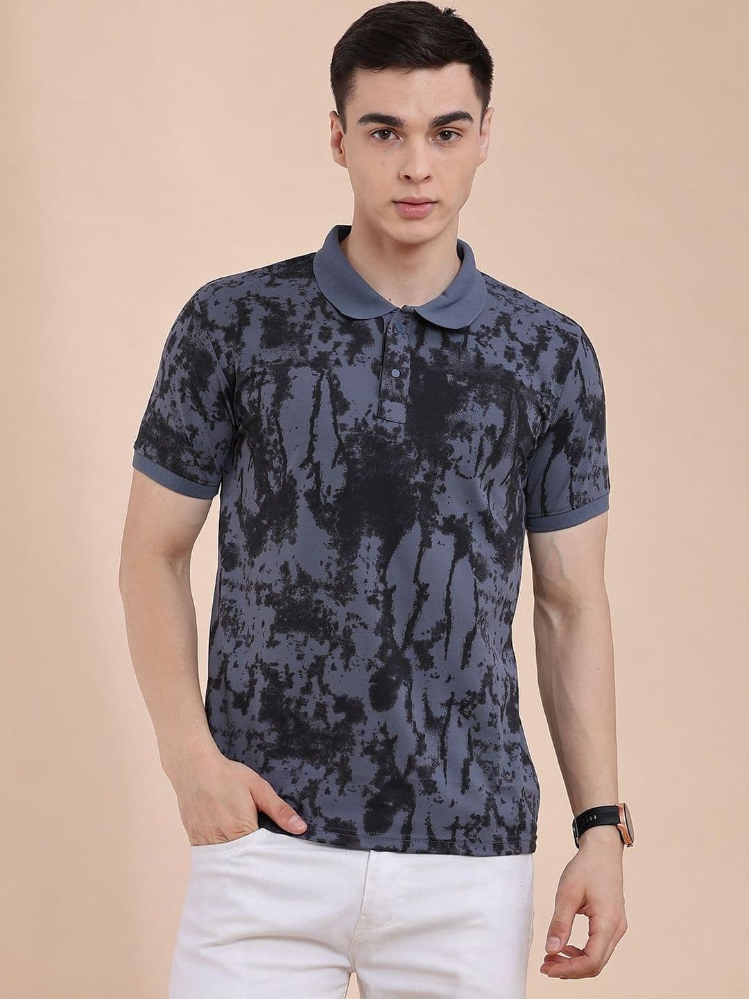 V-Mart Men Printed Polo Collar T-shirt - view 1