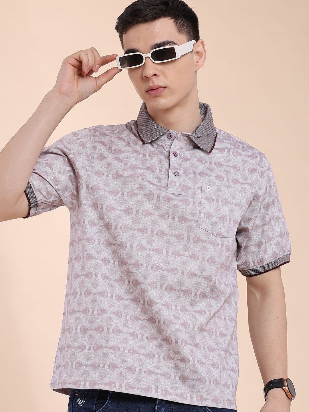 V-Mart Men Printed Polo Collar Pockets T-shirt - view 1