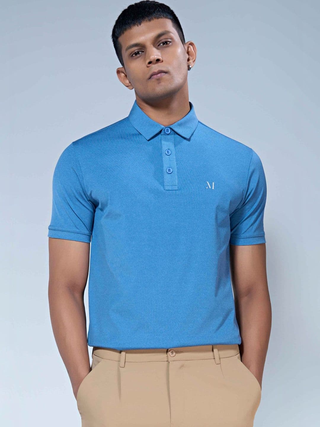 MAXZONE Men Brand Logo Placement Polo Collar T-shirt - view 1