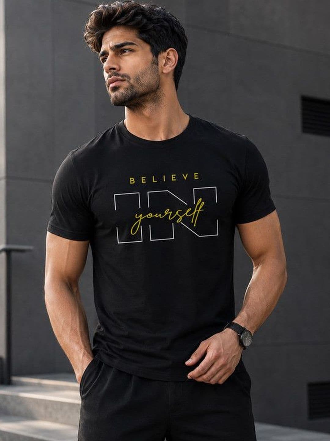 Dpassion Men Quick Dry Gym Printed T-Shirt - view 1
