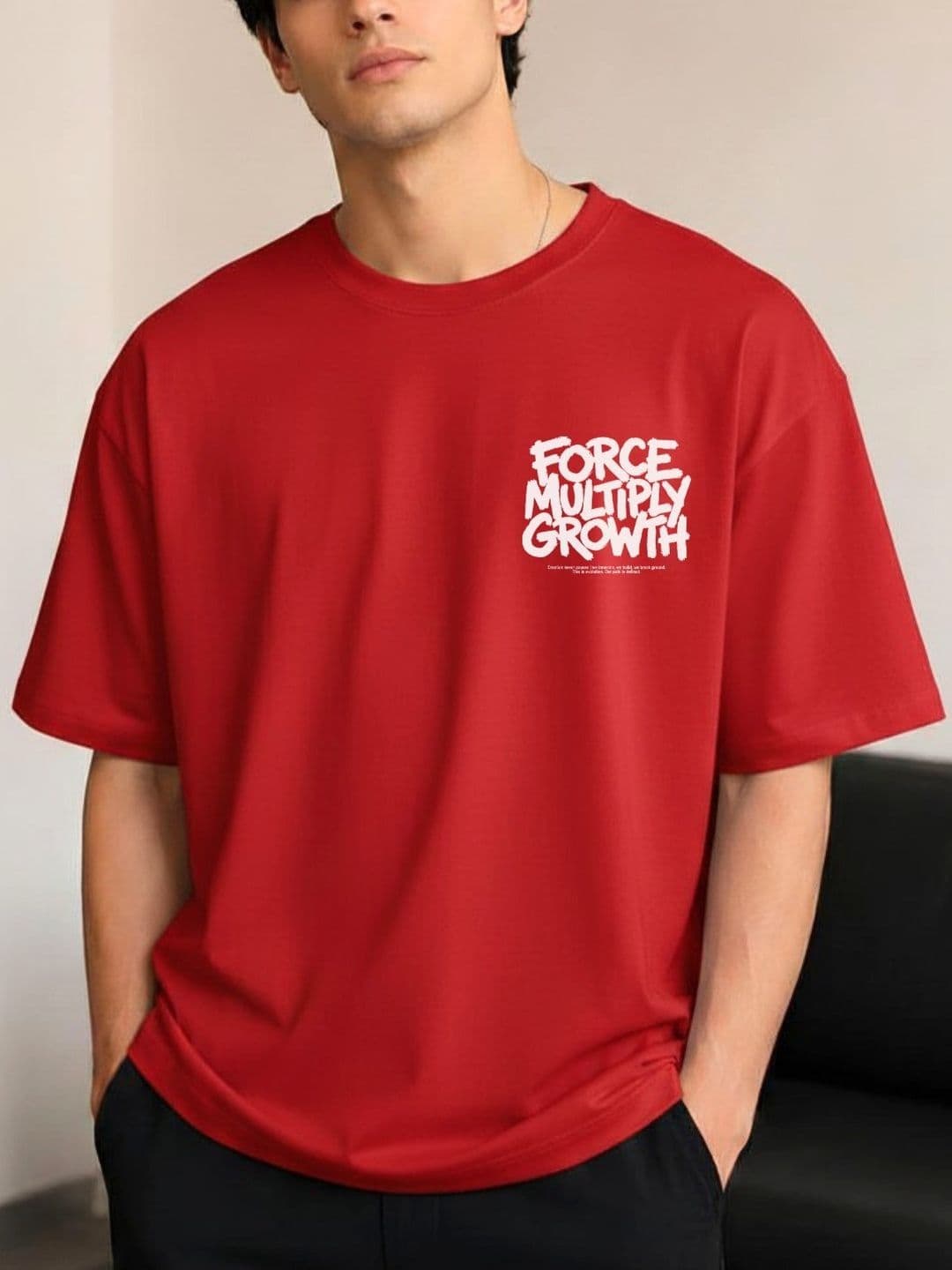 R.Code by The Roadster Life Co. Men Typography Printed Drop-Shoulder Sleeves T-shirt - view 1