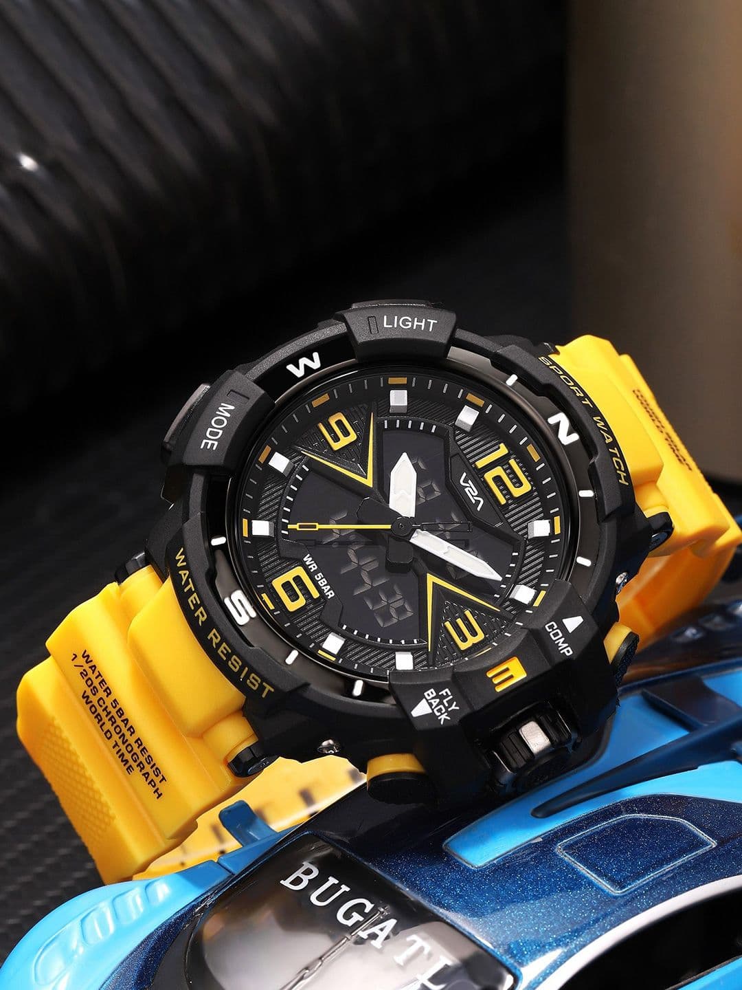 V2A Men Dial & Straps Analogue and Digital Chronograph Watch V2A-JF-1517-Yo-Bk - view 1