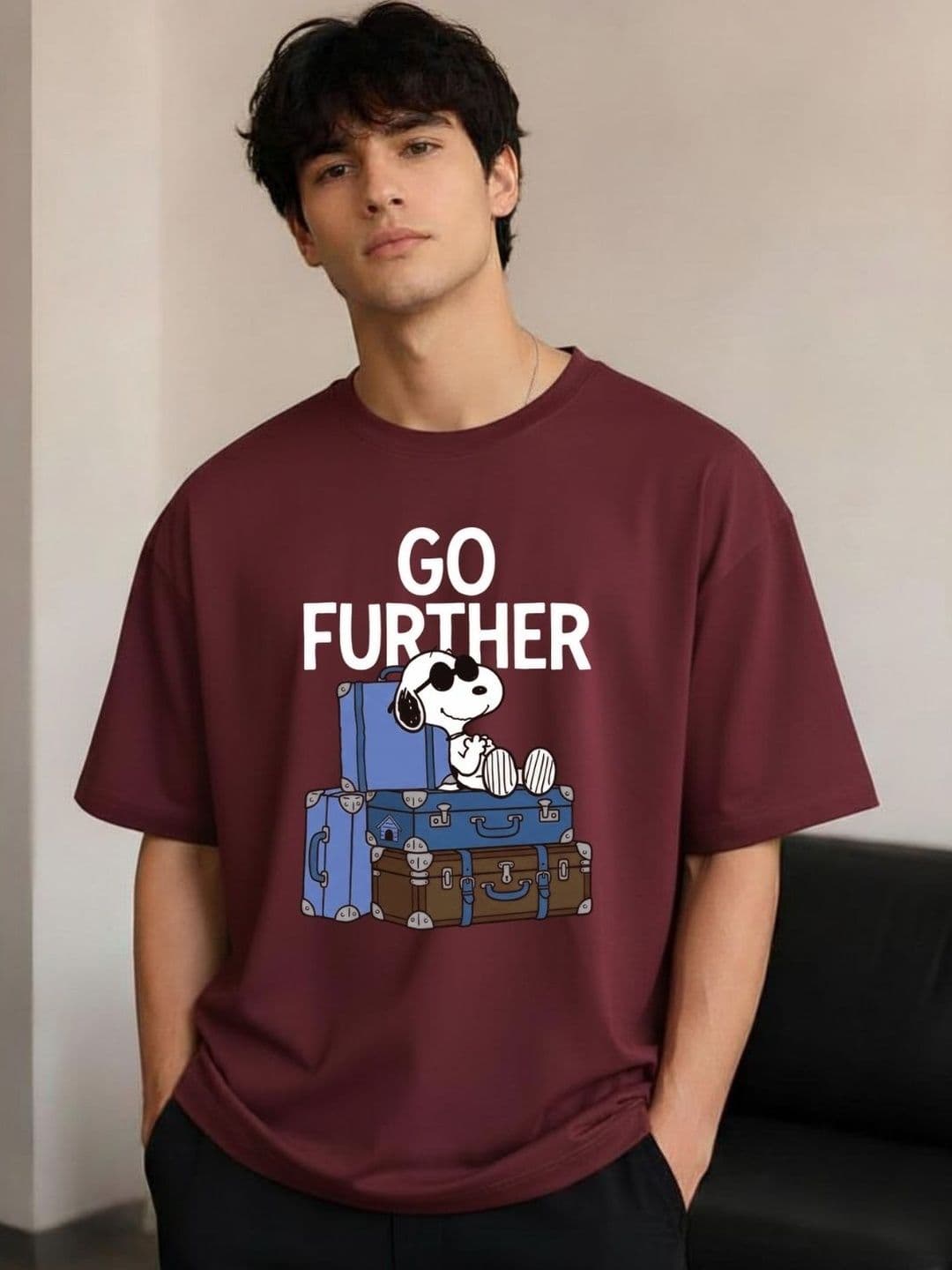 R.Code by The Roadster Life Co. Men Printed Drop-Shoulder Sleeves T-shirt - view 1