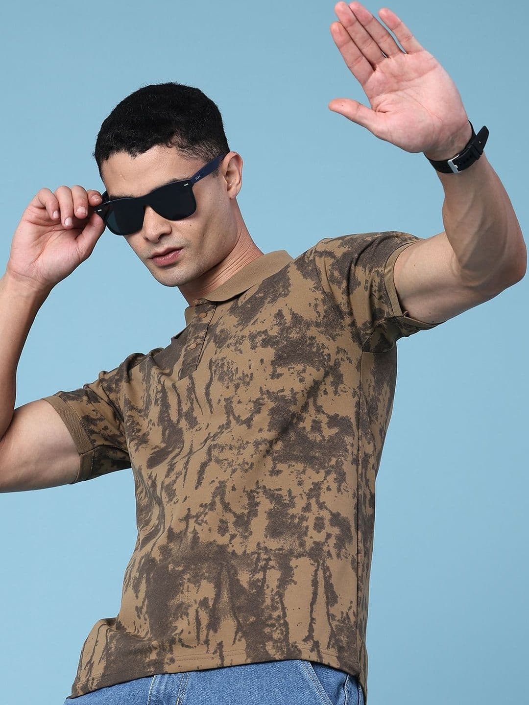V-Mart Men Printed Polo Collar T-shirt - view 1