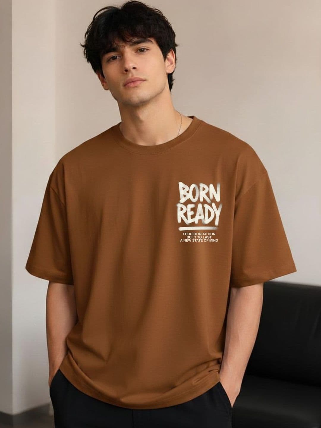R.Code by The Roadster Life Co. Men Typography Printed Oversized Cotton T-shirt - view 1