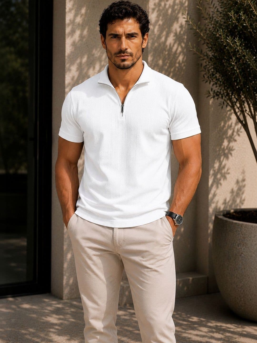 R.Code by The Roadster Life Co. Men Polo Collar T-shirt - view 1