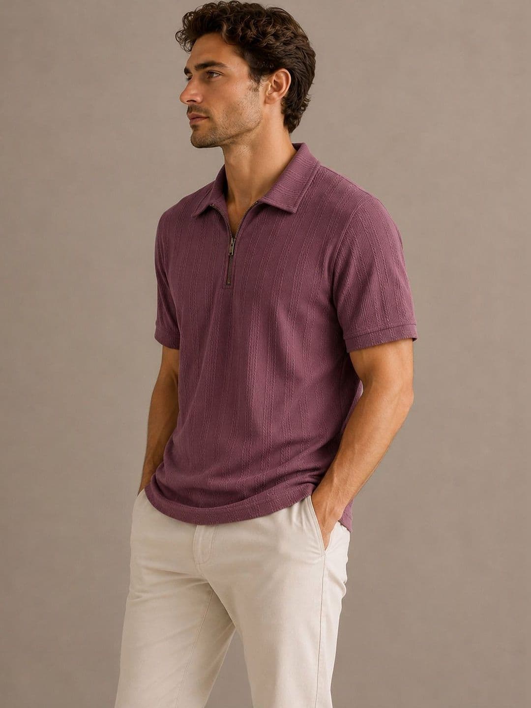 R.Code by The Roadster Life Co. Men Polo Collar T-shirt - view 1