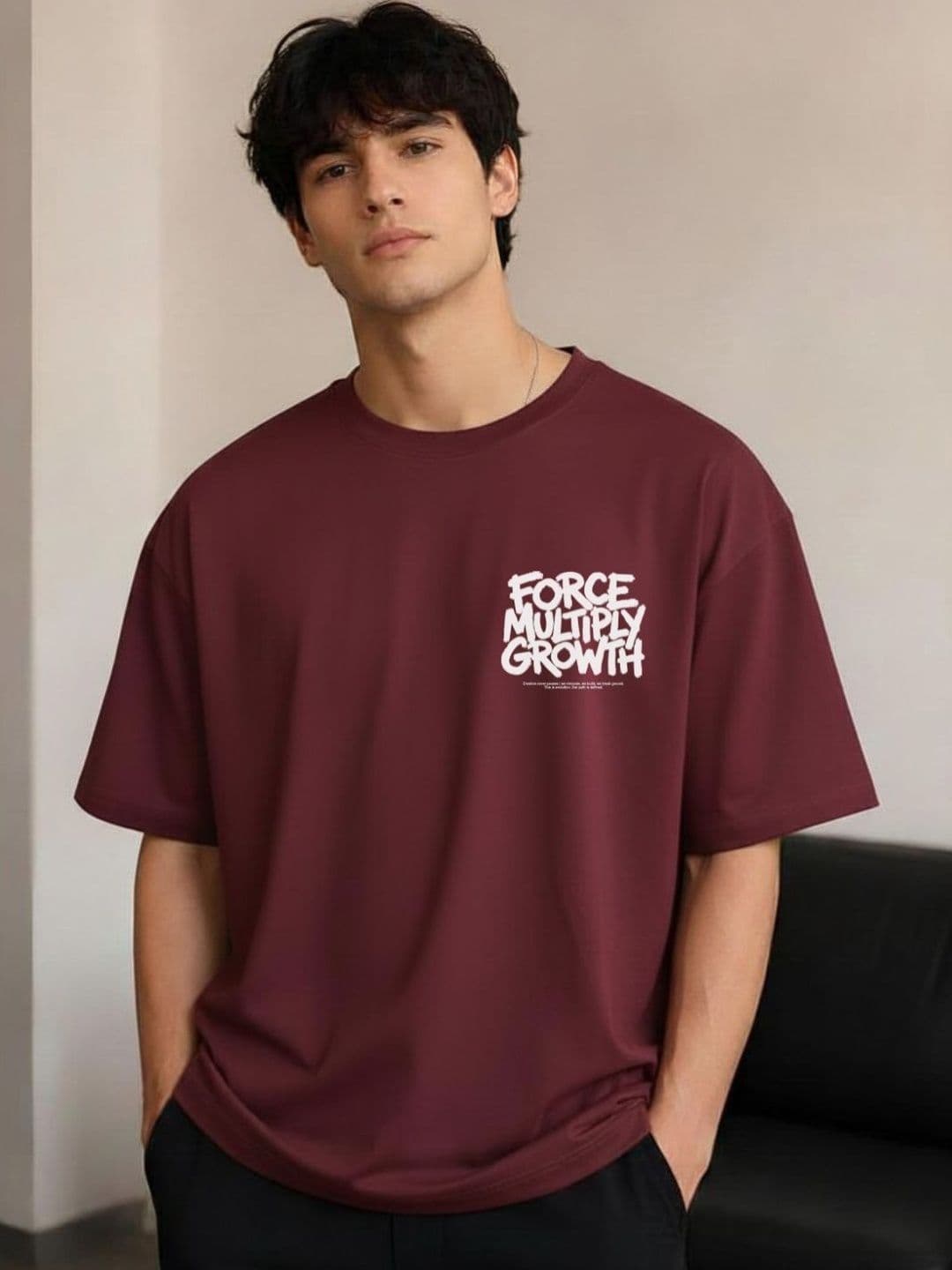 R.Code by The Roadster Life Co. Men Typography Printed Drop-Shoulder Sleeves T-shirt - view 1