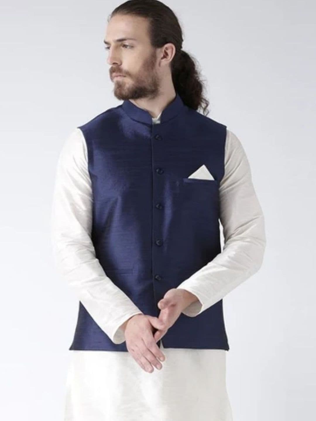 EPSI Woven Mandarin Collar Nehru Jackets - view 1