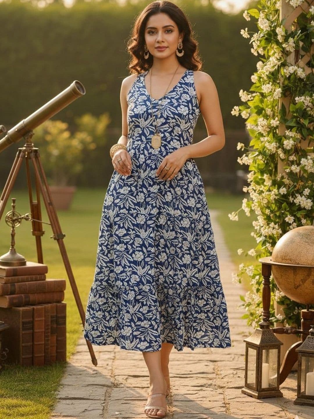 OBLEK Floral Print A-Line Midi Dress - view 1