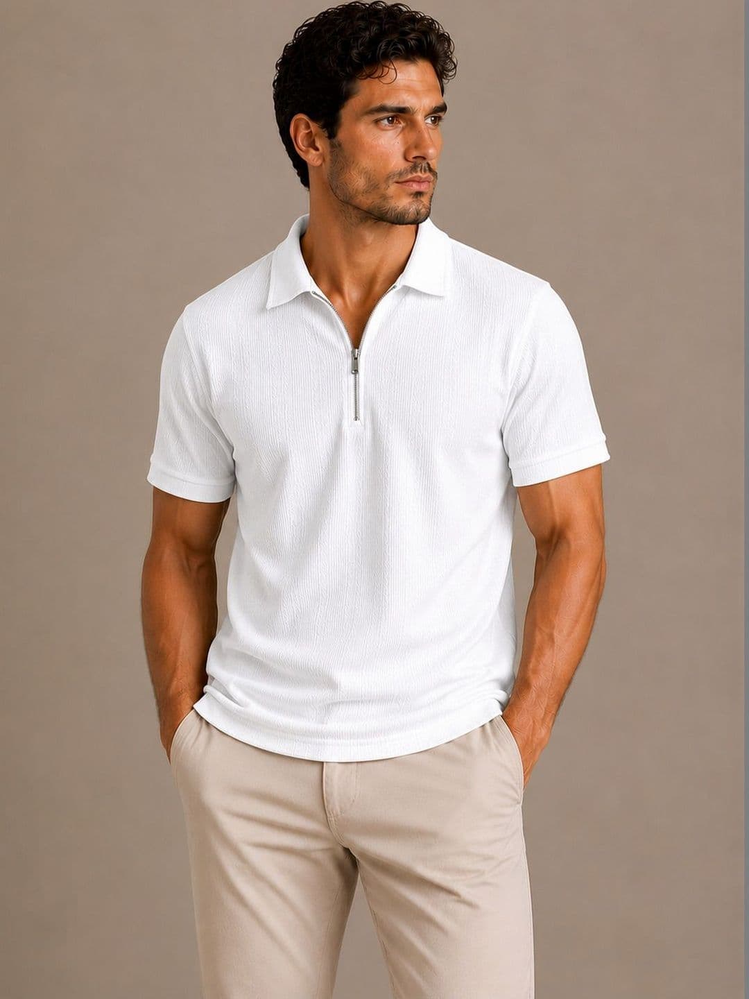R.Code by The Roadster Life Co. Men Polo Collar T-shirt - view 1