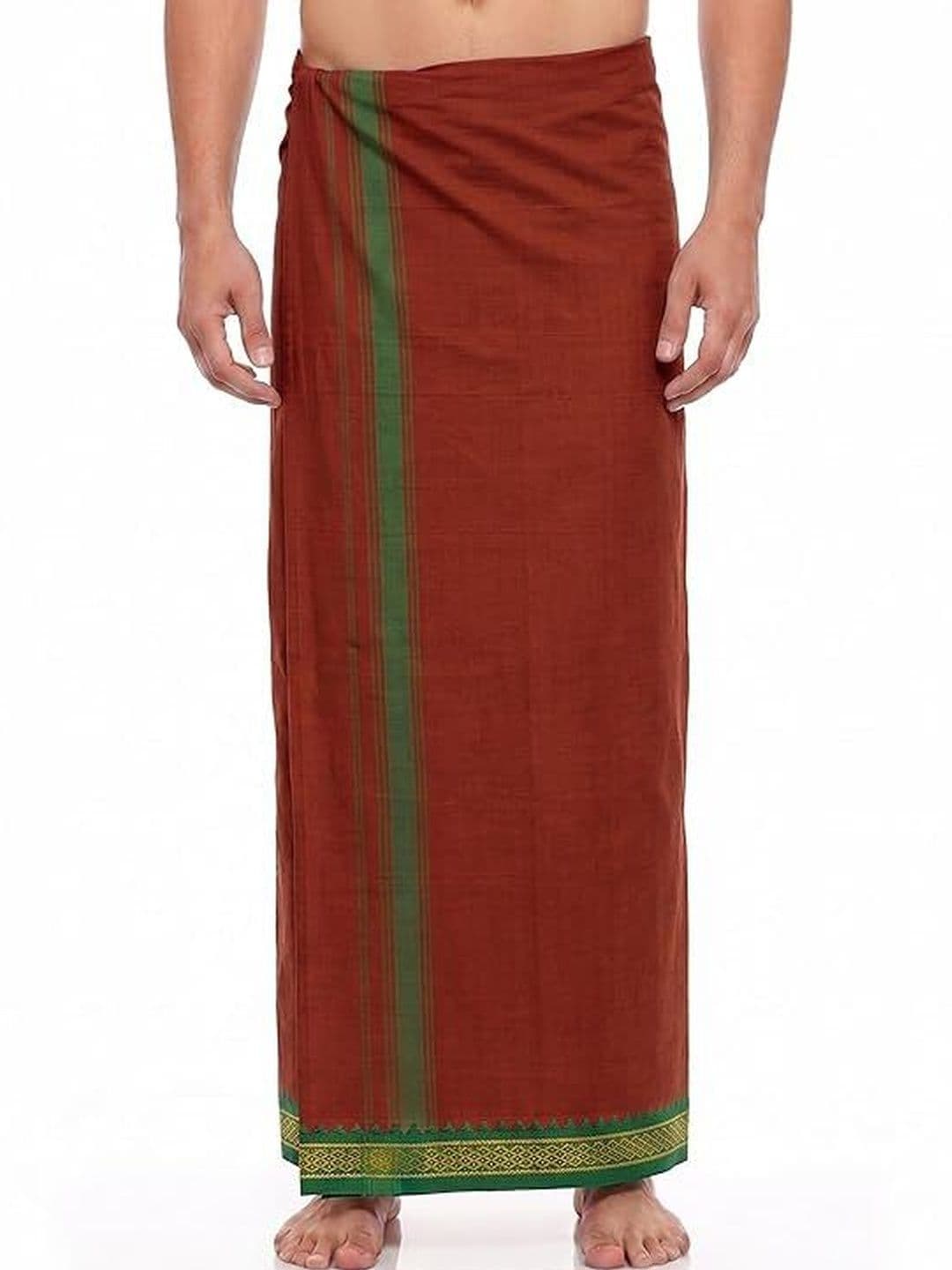 Hornbill Enterprises Men Striped Cotton Dhoti Dhotis - view 1