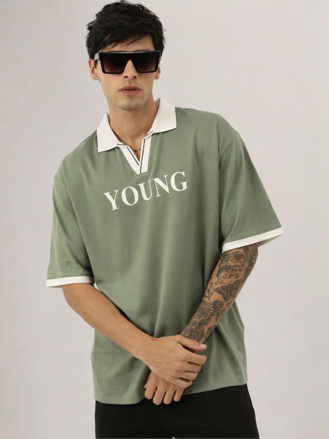 Maniac Men Green Young Half Sleeve Polo T-Shirt - view 1
