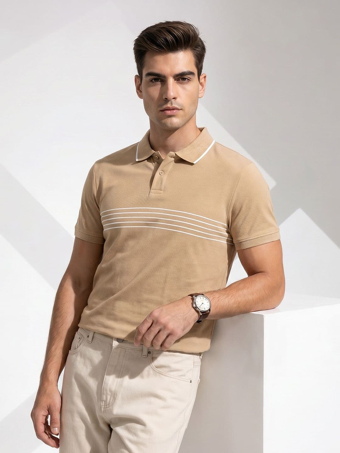 encore by INVICTUS Striped Polo Collar T-shirt - view 1