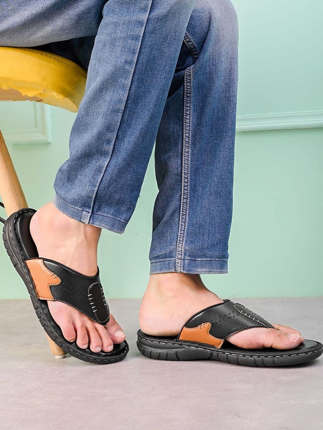Mast & Harbour Men Colourblocked Thong Flip-Flops - view 1