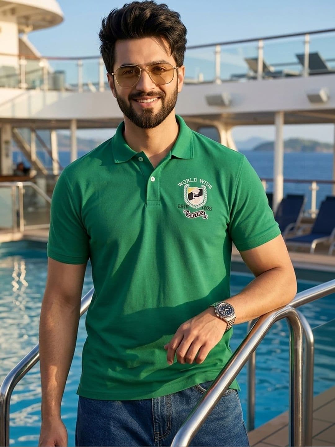 Moda Rapido Men Brand Logo Printed Polo Collar T-shirt - view 1