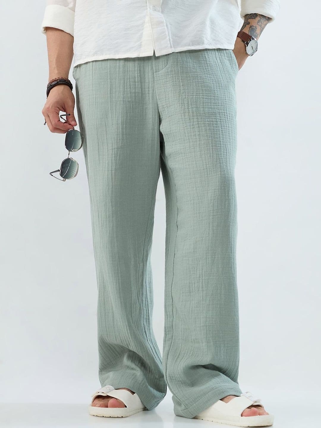 VASTRADO Men Striped Straight Fit Trousers - view 1