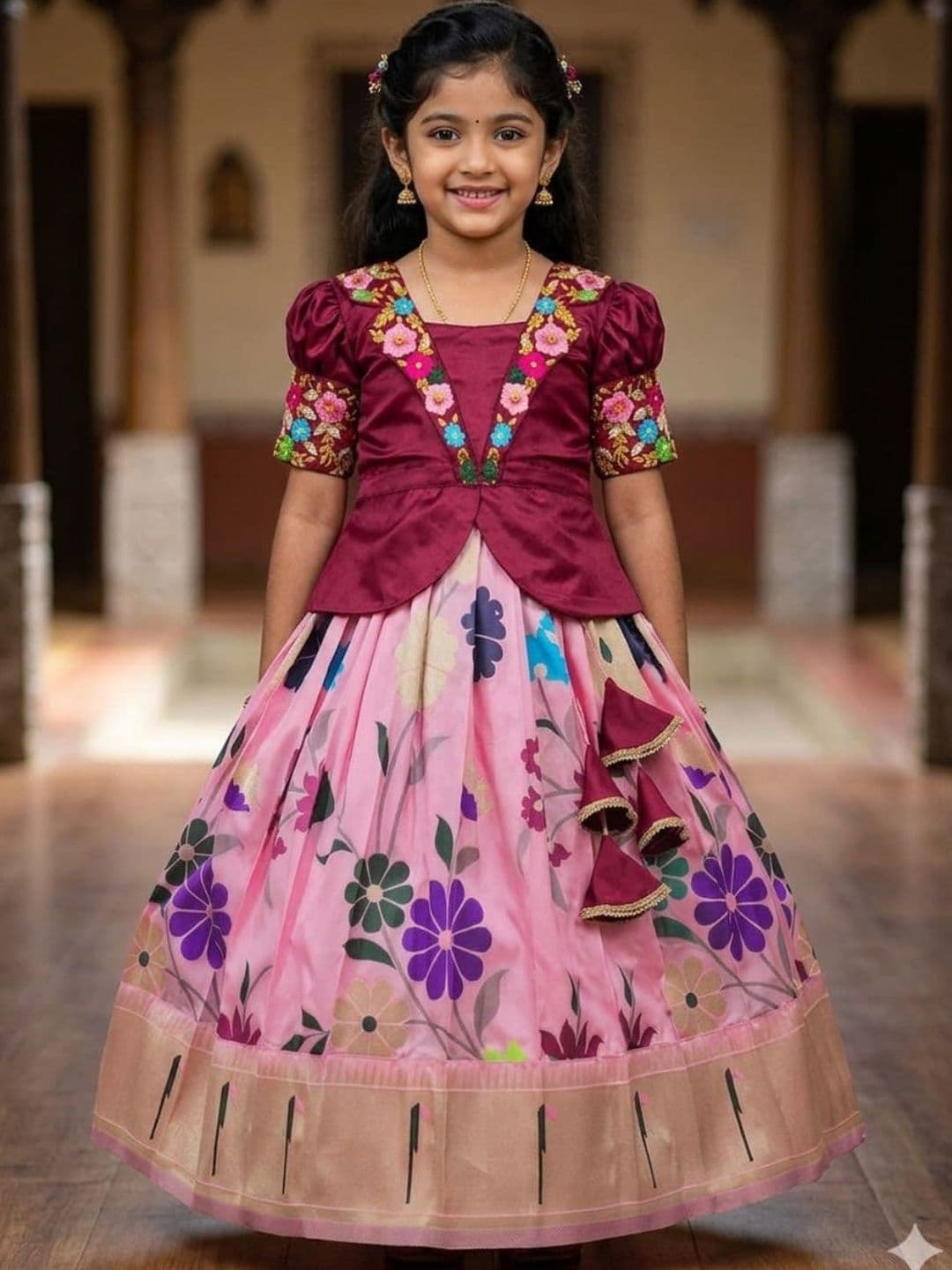 KALINI Girls Embroidered Ready to Wear Lehenga & - view 1