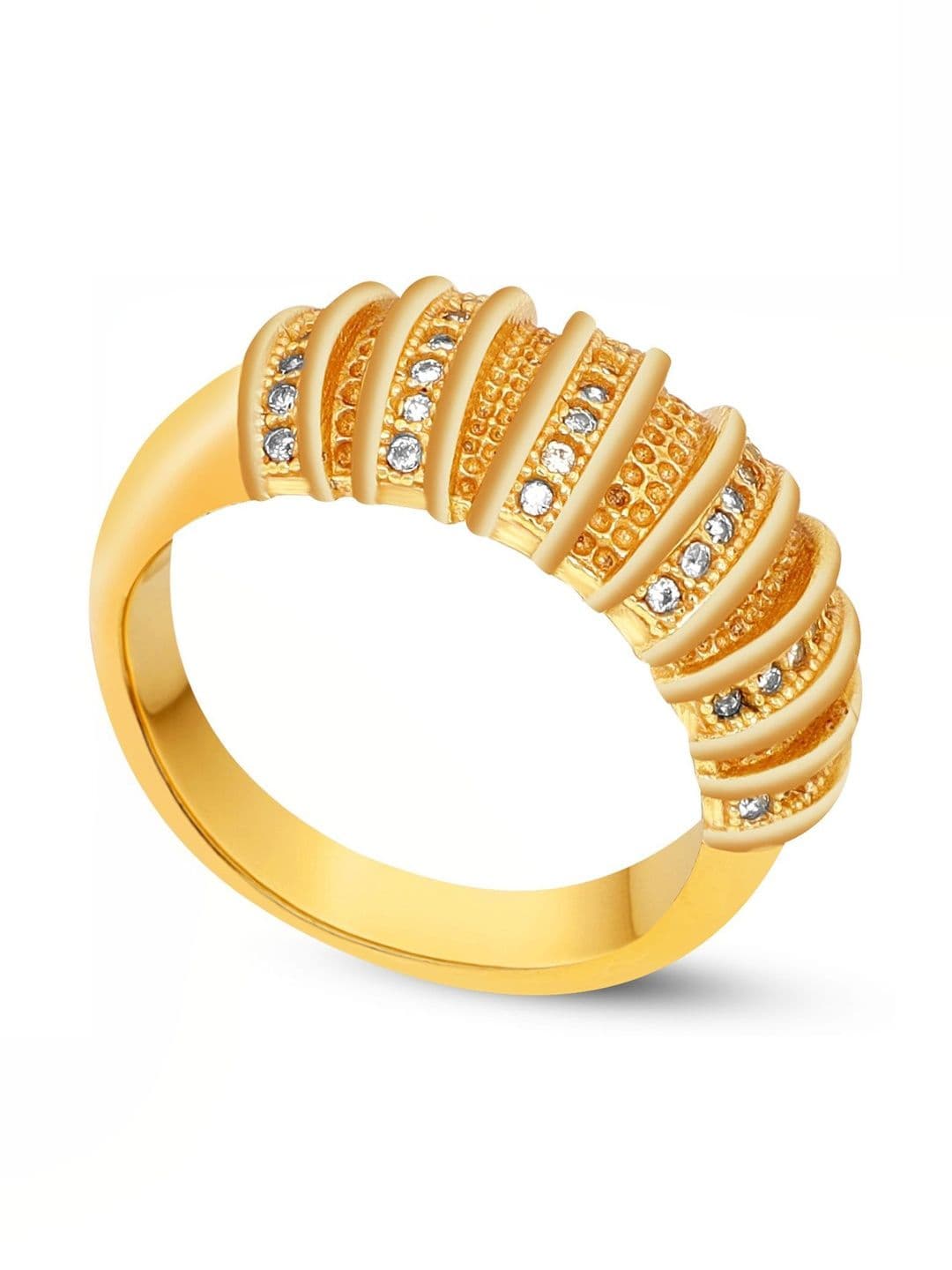 GKKAKADIYA Unisex Gold-Plated Cubic Zirconia Finger Ring - view 1