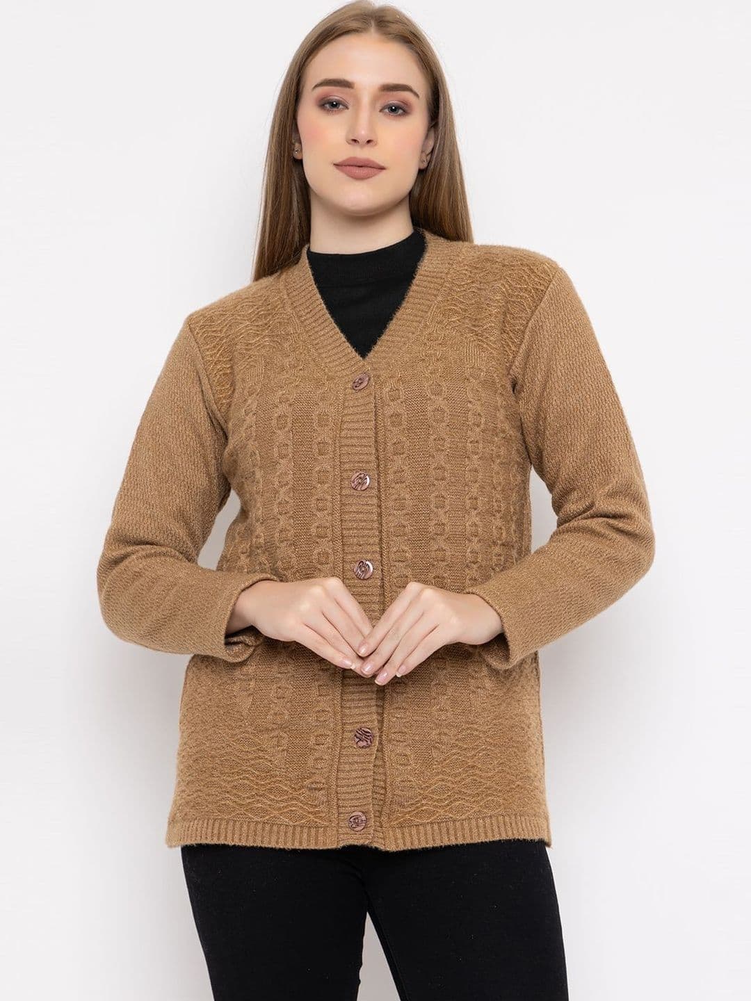 VENATORIA Self Design V Neck Sweater - view 1