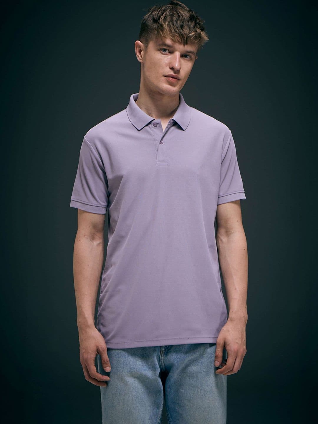 MAXZONE Men Polo Collar Short Sleeves Cotton Regular Fit T-shirt - view 1