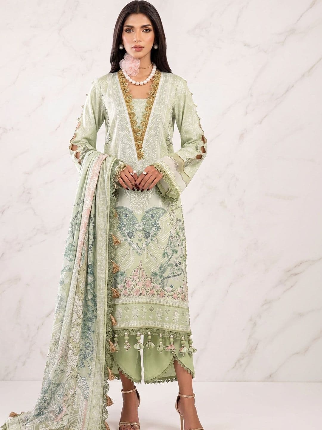 Rosaniya Printed Pure Cotton Unstitched Dress Material - view 1