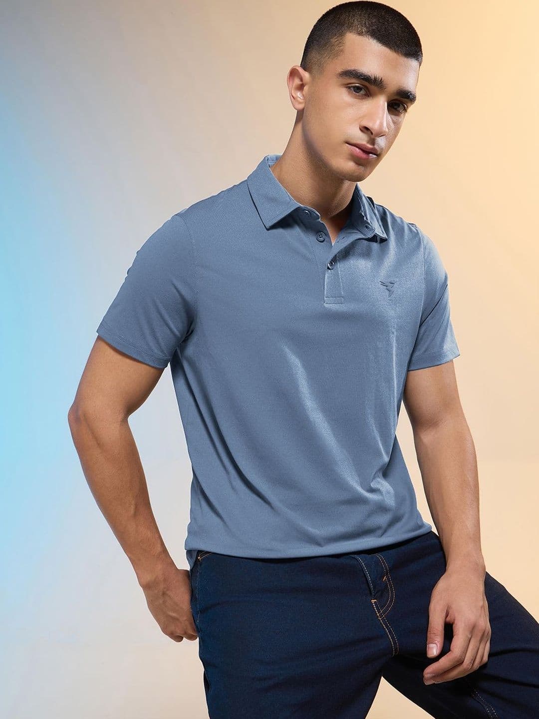 Technosport Men Brand Logo Polo Collar Slim Fit T-shirt - view 1