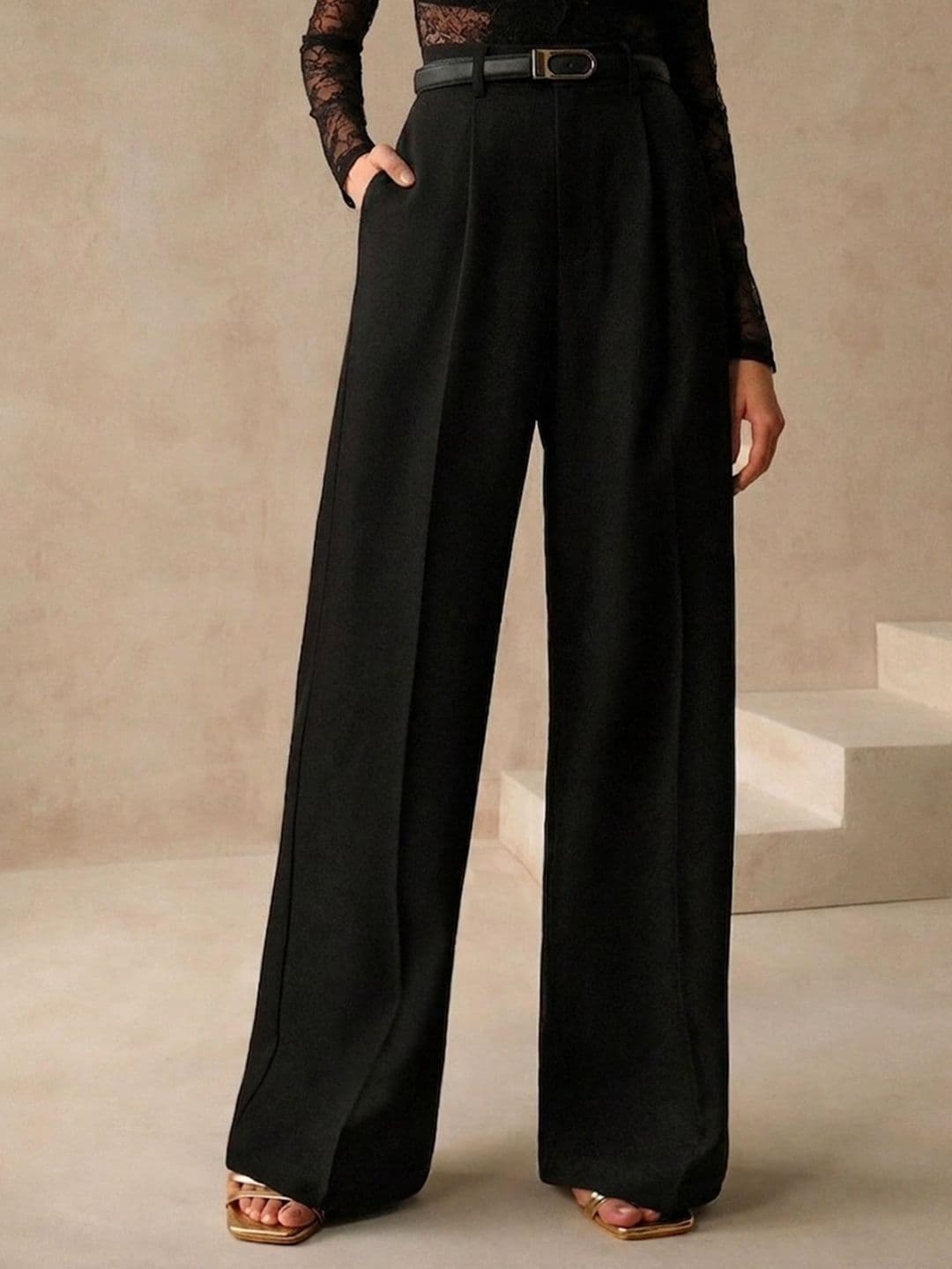 Chemistry Women Relaxed Straight Leg Loose Fit High-Rise Pleated Trousers - view 1