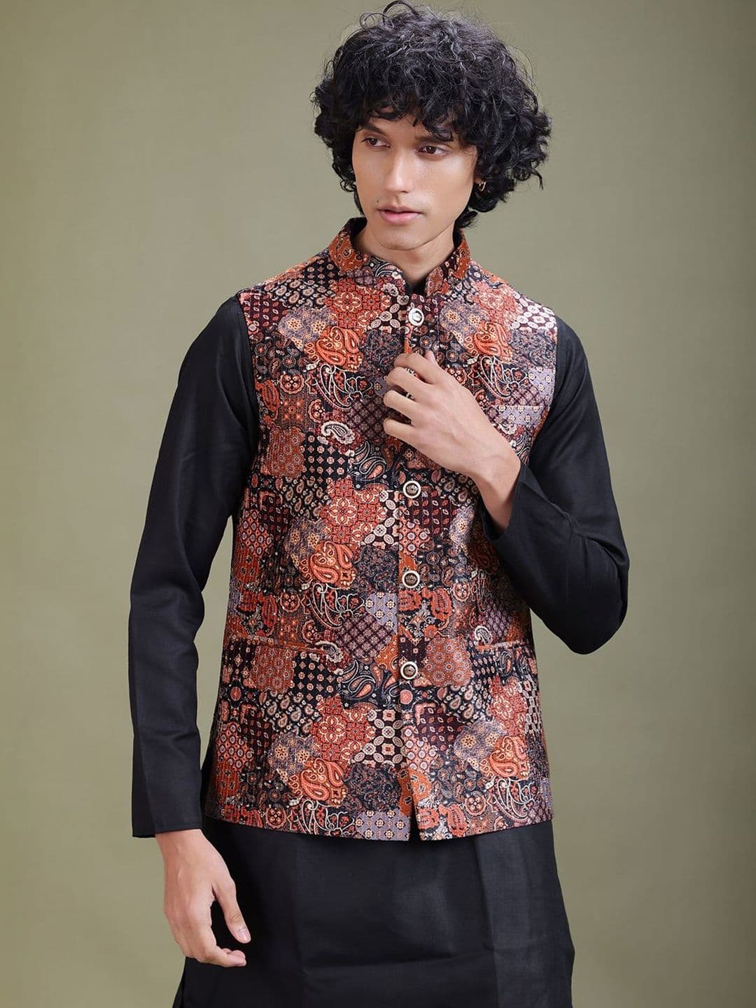EKYAA Printed Woven Nehru Jackets - view 1