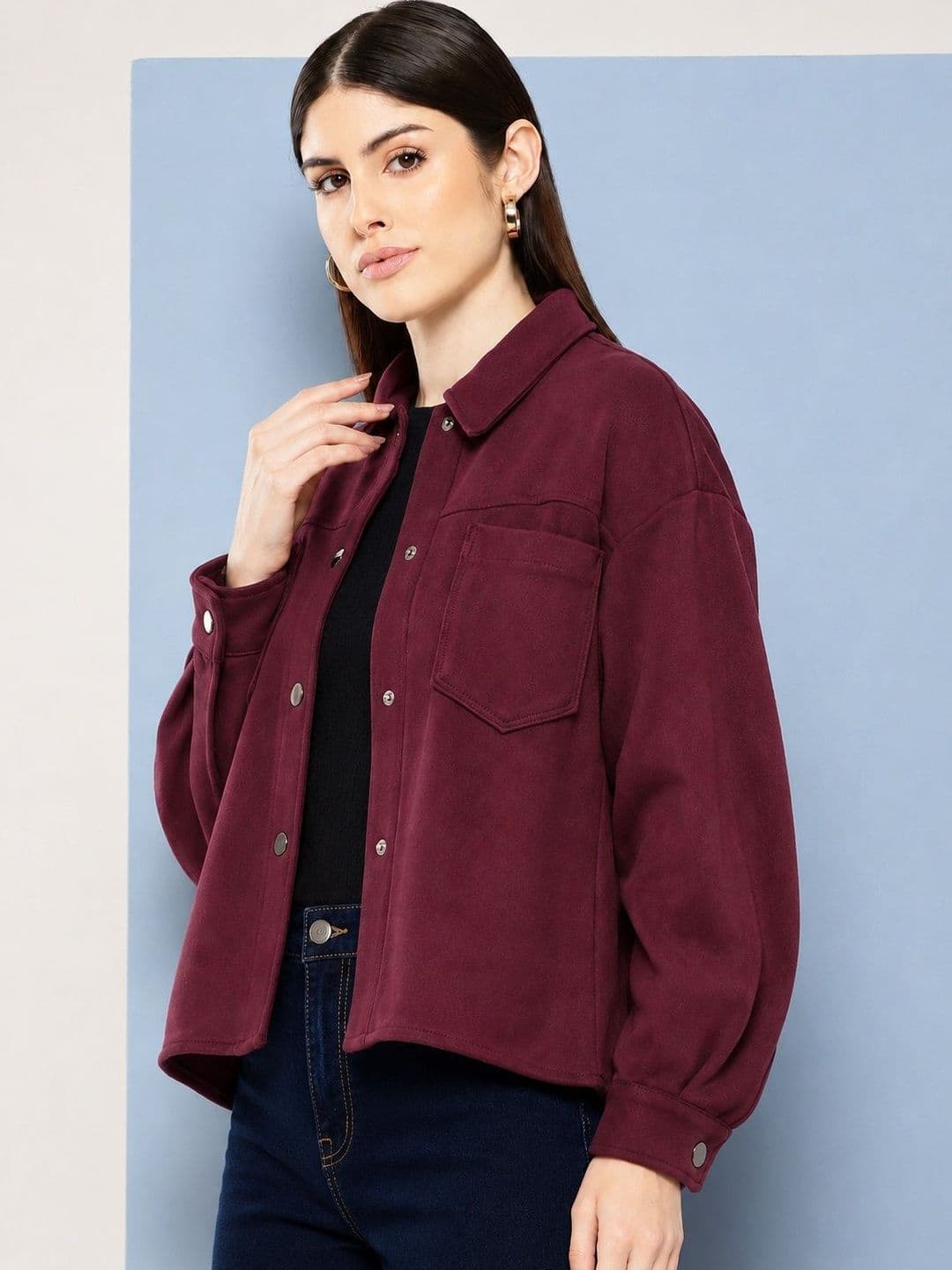 DressBerry Women Suede Lightweight Woven Jacket - view 1