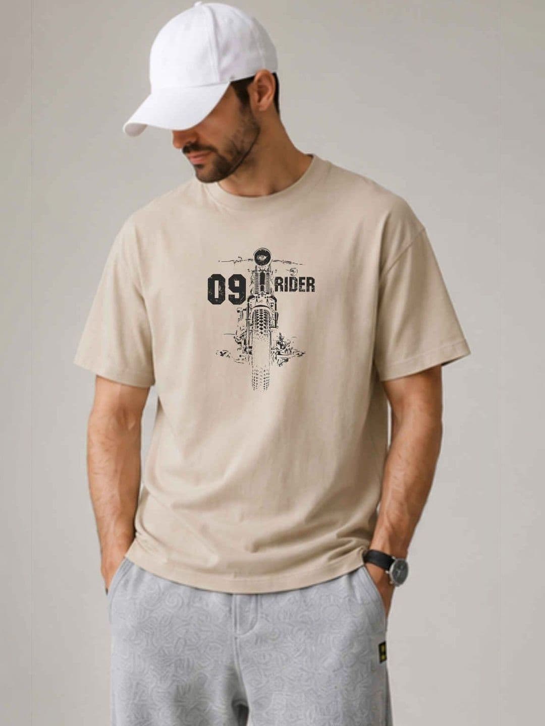 WIEBE Men Printed Drop-Shoulder Sleeves T-shirt - view 1