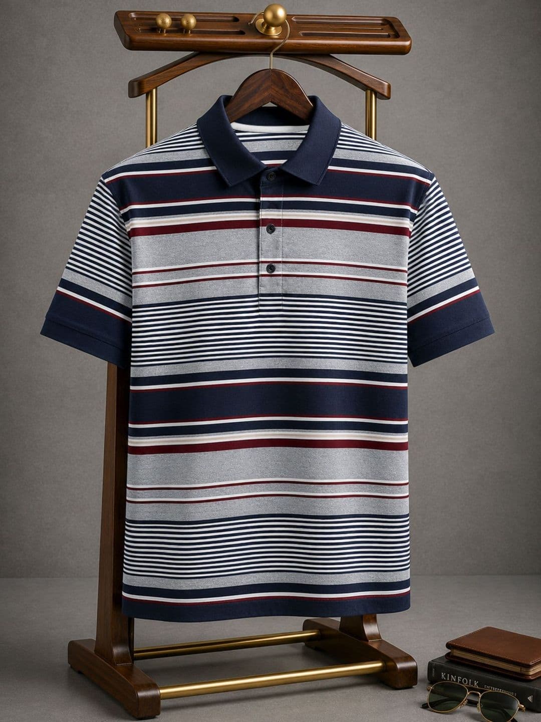 Eyebogler Men Striped Polo Collar T-shirt - view 1