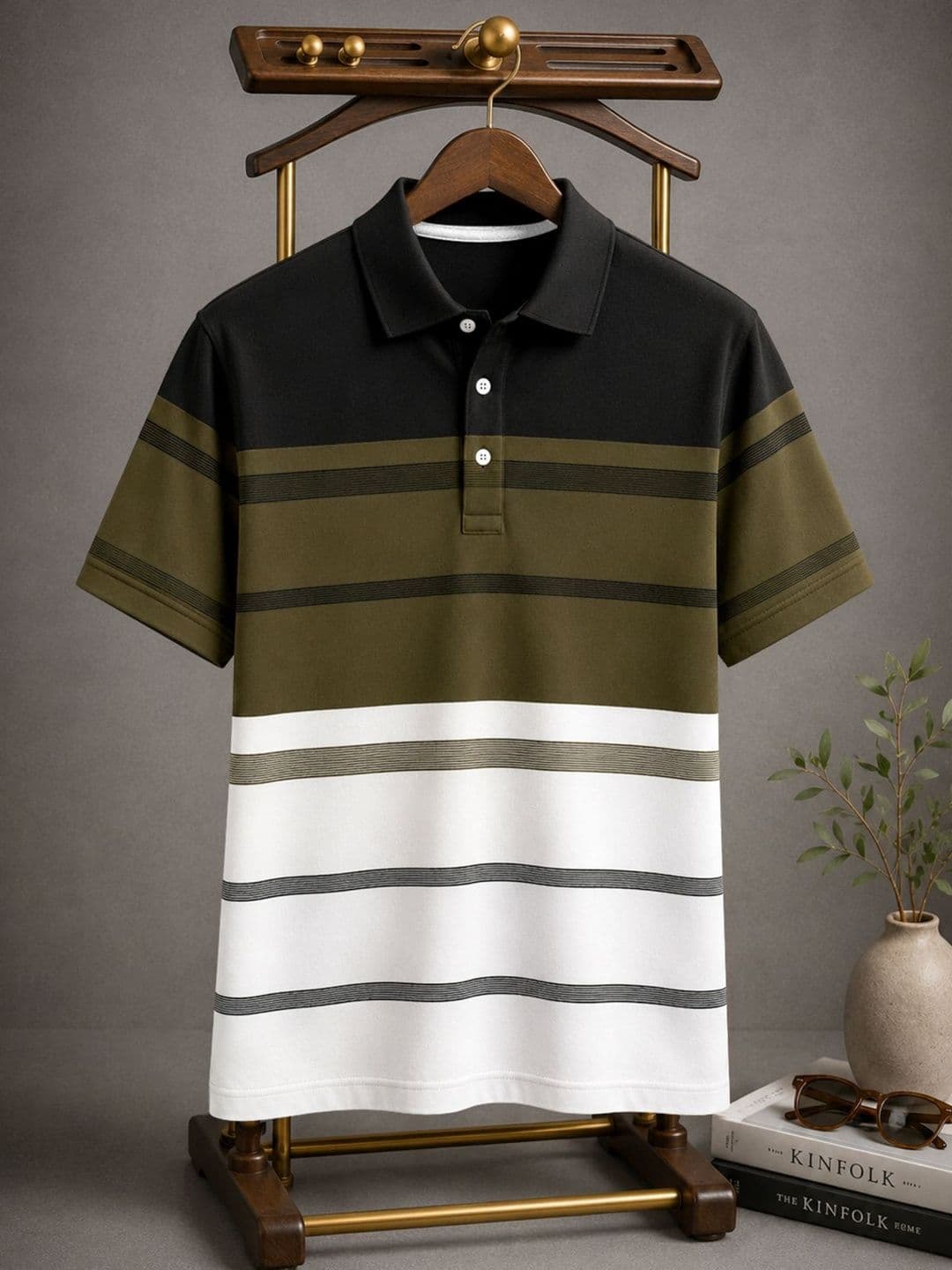 Eyebogler Men Striped Polo Collar T-shirt - view 1