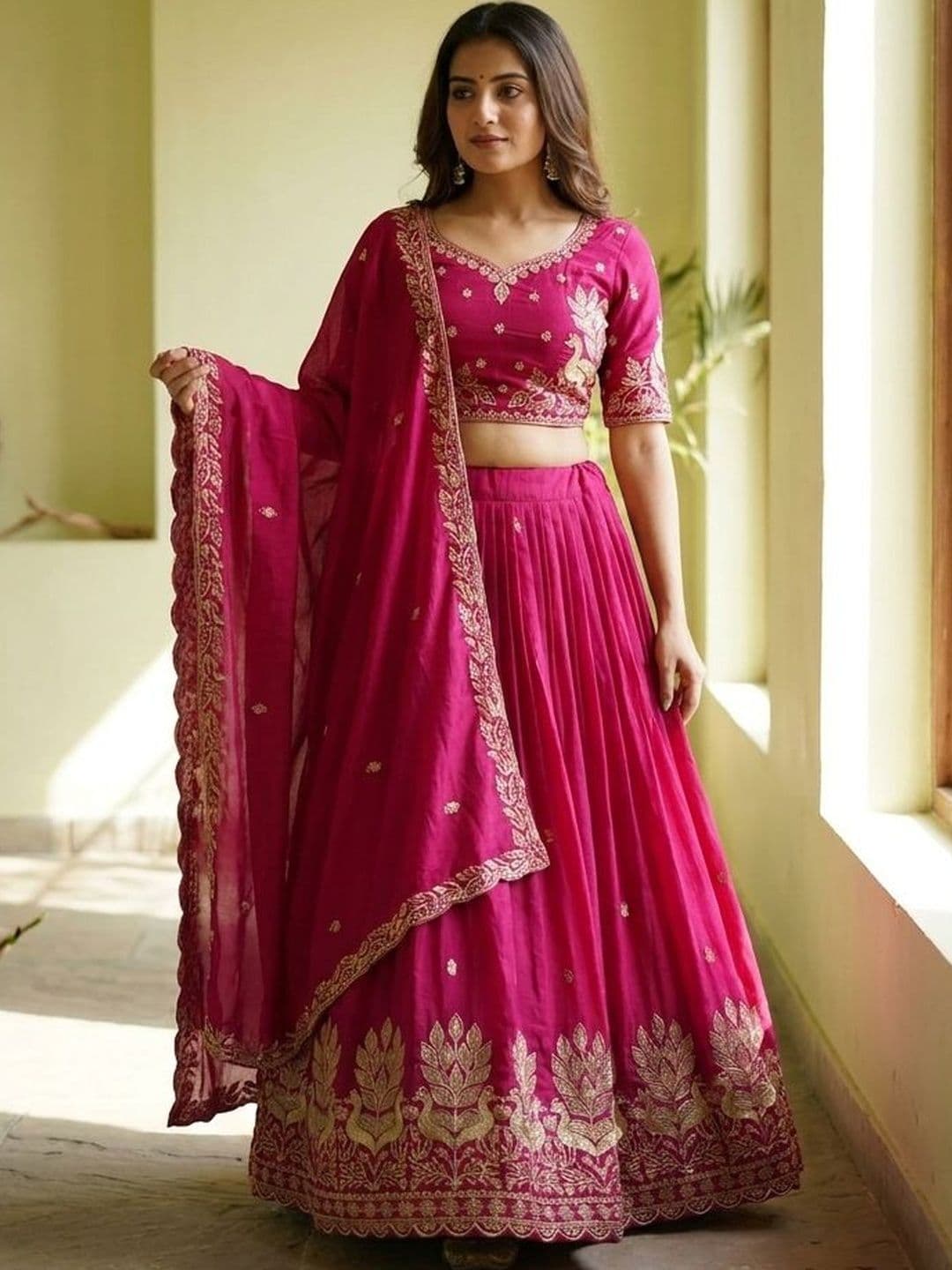 Closin Embroidered Ready to Wear Lehenga & Unstitched Blouse With Dupatta - view 1
